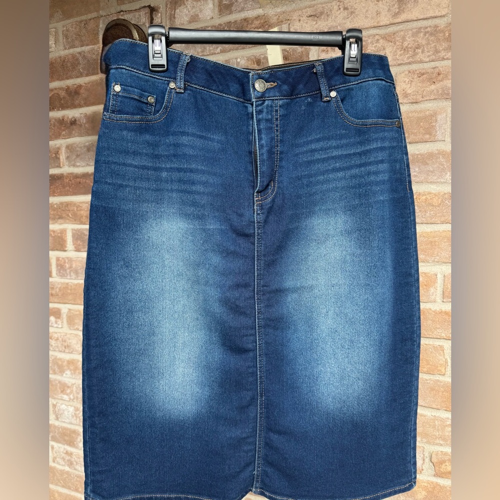 Cato Medium Wash Blue Denim Pencil Skirt, Size 12